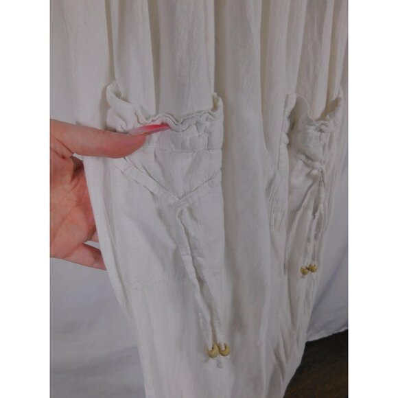 Blanco Pants Womens Medium White Boho Harem Smocked Waist Elastic Cuffs Cotton - Picture 8 of 11